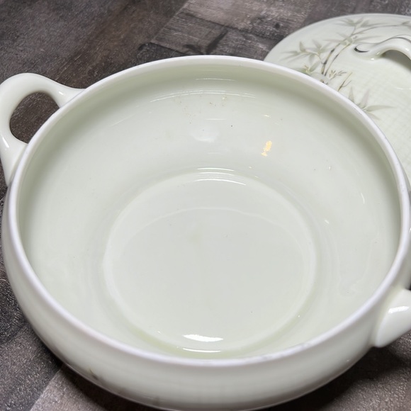 Vintage Seyei Fine China Porcelain Bamboo Garden Covered Serving Bowl Japan - Picture 7 of 9
